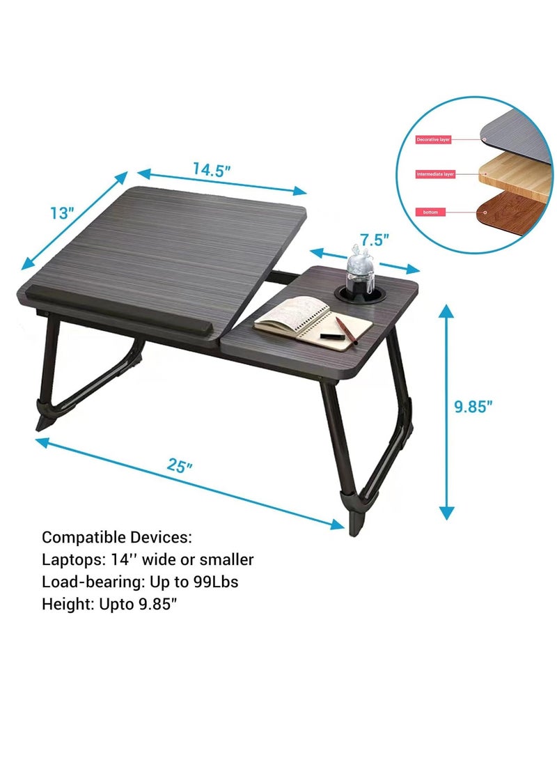 MIXDE Laptop Bed Tray Desk, Adjustable Folding Laptop Bed Table, Portable Standing Desk, Foldable Lap Tablet Desk with Cup Holder for Bed Couch Sofa Floor, Working, Writing - Image 5