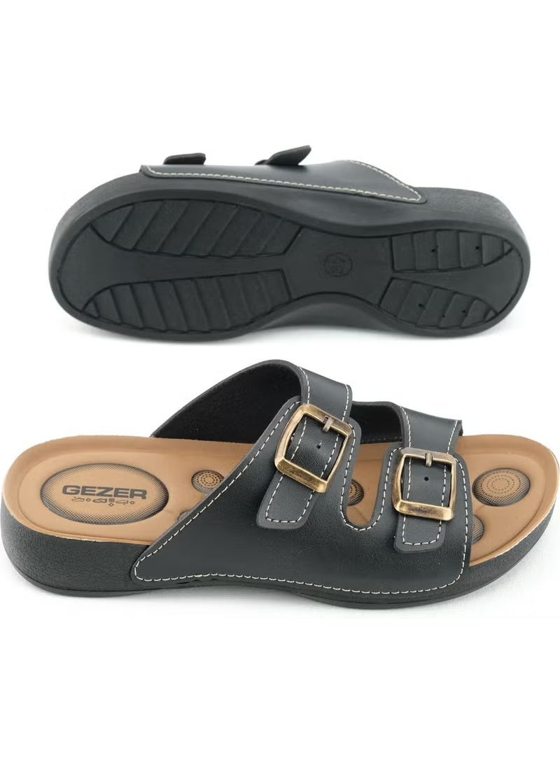 Gezer Summer Comfortable Sole Two Buckle Adjustable Faux Leather Daily Women's Slippers - Image 4