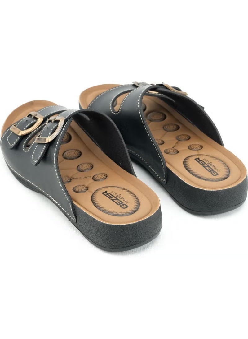 Gezer Summer Comfortable Sole Two Buckle Adjustable Faux Leather Daily Women's Slippers - Image 3