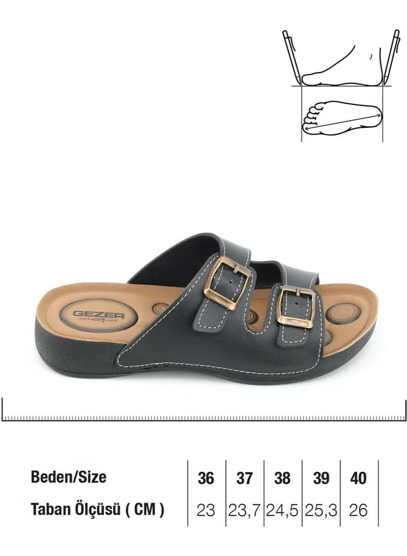 Gezer Summer Comfortable Sole Two Buckle Adjustable Faux Leather Daily Women's Slippers - Image 1
