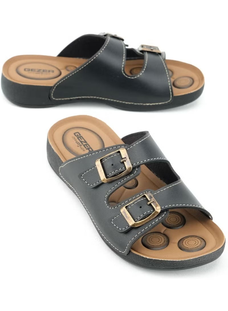 Gezer Summer Comfortable Sole Two Buckle Adjustable Faux Leather Daily Women's Slippers - Image 5