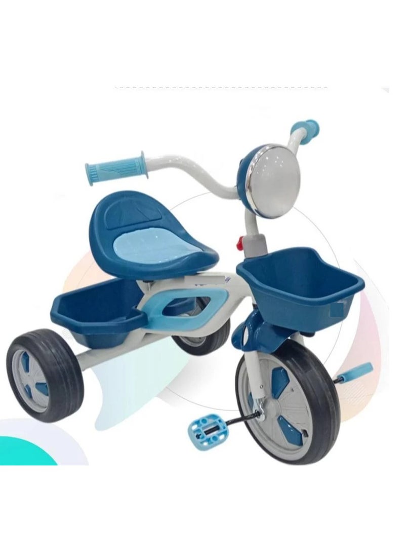 Baby Kids Tricycle 3-Wheels Bike for Kids 2-6 Years- with Front and Rear Basket, Ride On Toys, Front Light, Adjustable Seat, Non-Slip Tires - Suitable for Indoor & Outdoor Use for Children 