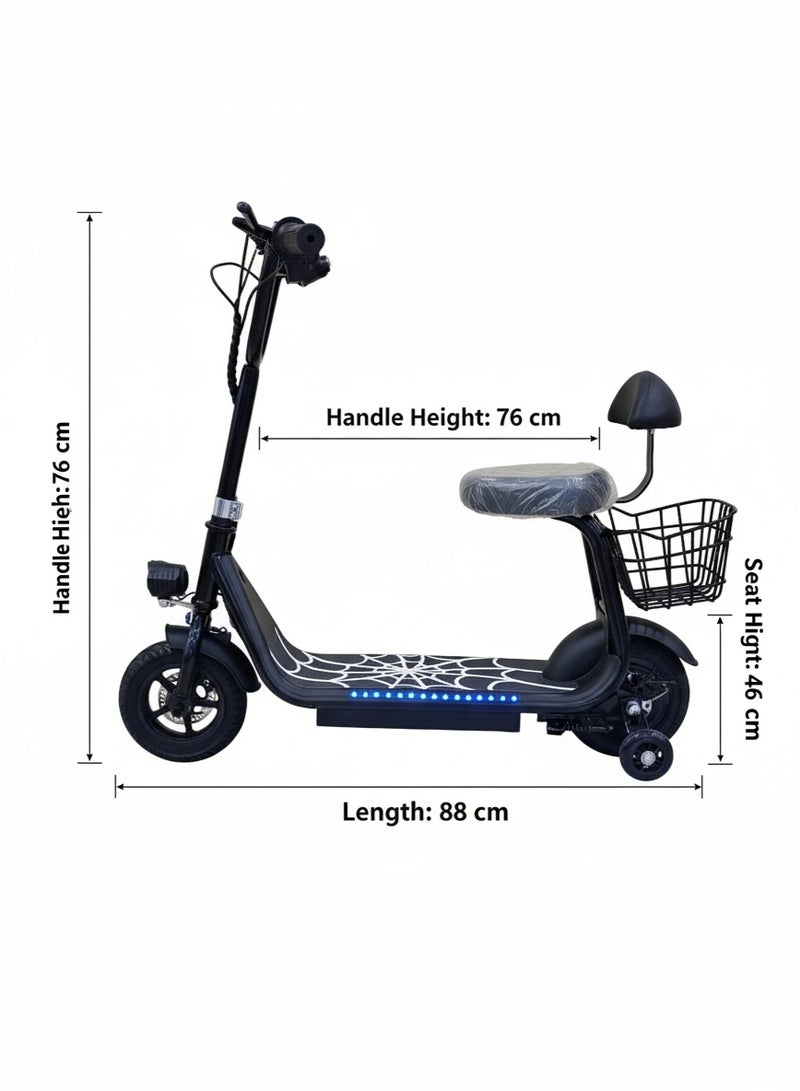 ماييي سكوتر كهربائي صغير للأطفال هارلي مع مقعد بإضاءة LED | محرك 36 فولت/250 واط | بطارية 13 أمبير/ساعة | ثلاثة أوضاع سرعة 25 كم/ساعة (أسود) - Image 5