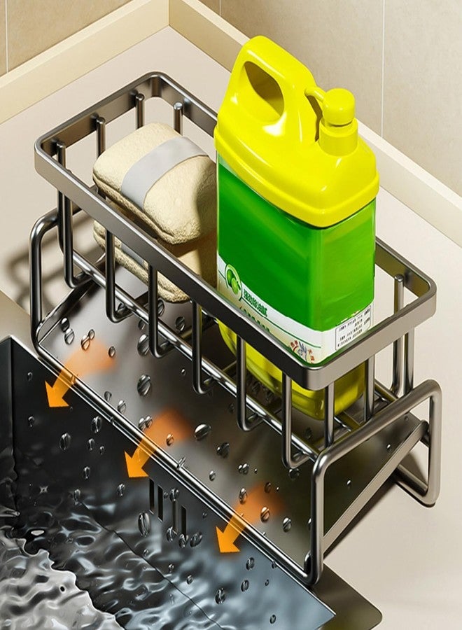 Meriox Sponge Holder for Kitchen Sink – Rustproof Steel Sink Caddy with Dishcloth Holder, Kitchen Cleaning Accessories & Soap Organizer – Big Metal Draining Rack - Image 3