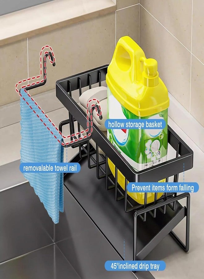 Meriox Sponge Holder for Kitchen Sink – Rustproof Steel Sink Caddy with Dishcloth Holder, Kitchen Cleaning Accessories & Soap Organizer – Big Metal Draining Rack - Image 5
