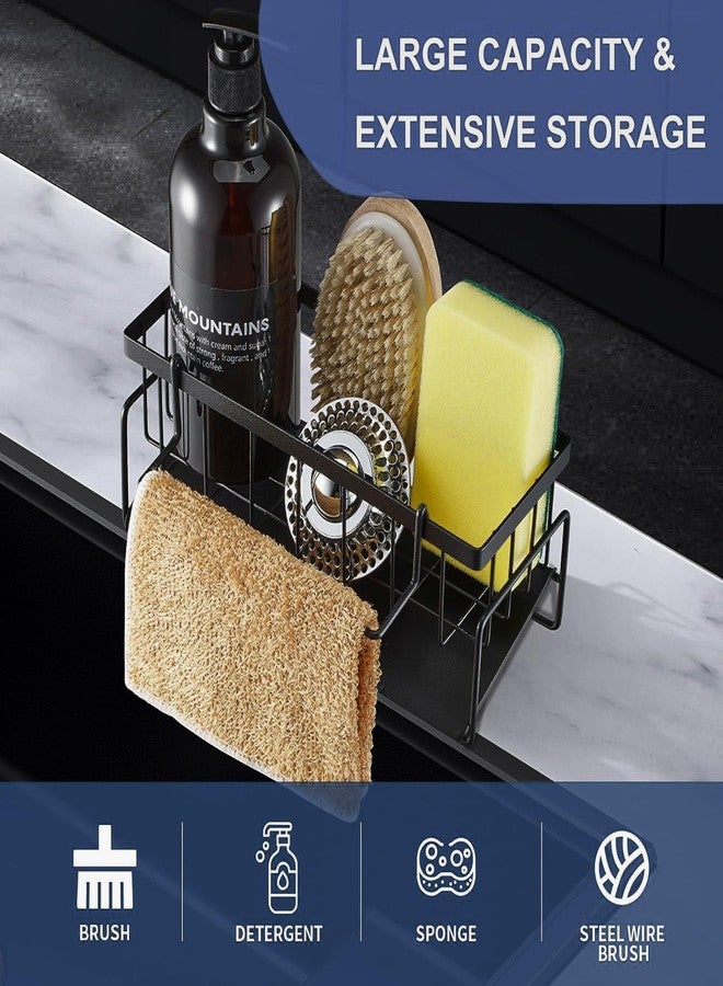 Meriox Sponge Holder for Kitchen Sink – Rustproof Steel Sink Caddy with Dishcloth Holder, Kitchen Cleaning Accessories & Soap Organizer – Big Metal Draining Rack - Image 4