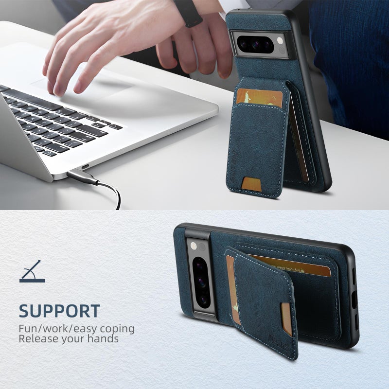 Suteni For Google Pixel 9 Pro H02 Litchi Leather Card Wallet Stand Back Phone Case(Blue) - Image 4