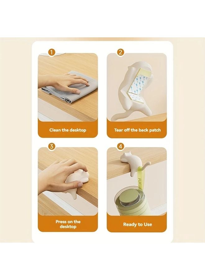 2pcs Pink Cat Shaped Self Adhesive Hooks Durable Plastic Hanging Organizer - Image 5