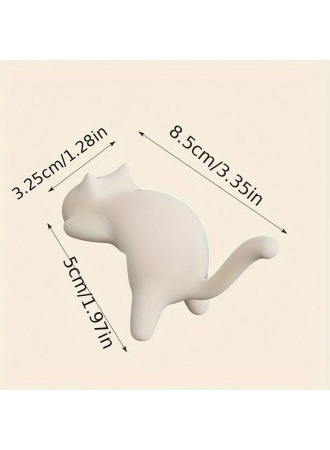 2pcs Pink Cat Shaped Self Adhesive Hooks Durable Plastic Hanging Organizer - Image 4