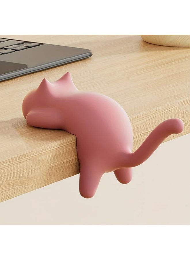 2pcs Pink Cat Shaped Self Adhesive Hooks Durable Plastic Hanging Organizer - Image 1