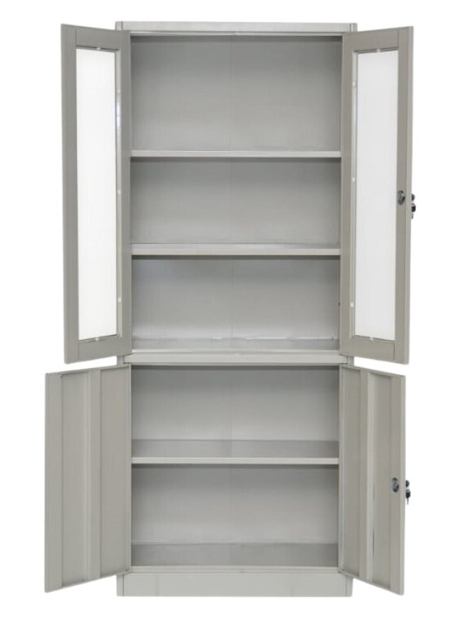 SULSHA Four Door Steel Cabinet With Glass, File Cabinet Grey 40x80x184cm - Image 2
