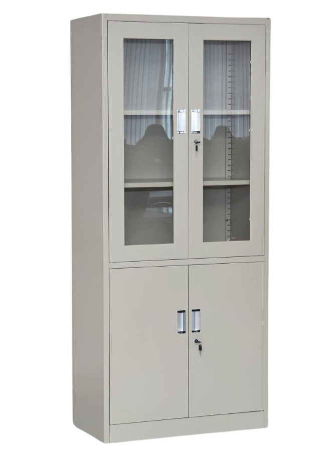 SULSHA Four Door Steel Cabinet With Glass, File Cabinet Grey 40x80x184cm - Image 3