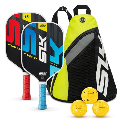 Selkirk Sport SLK Neo Graphite Pickleball Paddles Set of 2 | Designed in The USA | Complete Pickleball Set with 2 Pickle Ball Rackets, 3 Hybrid+ Balls, and SLK Sling Bag | Red & Blue - Image 1