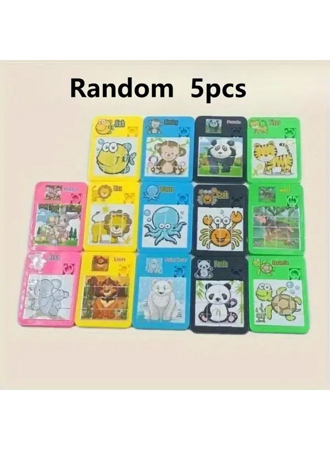 5pcs Movable Animal Sliding Puzzles Educational Toys For Children Classroom Gifts - Image 1