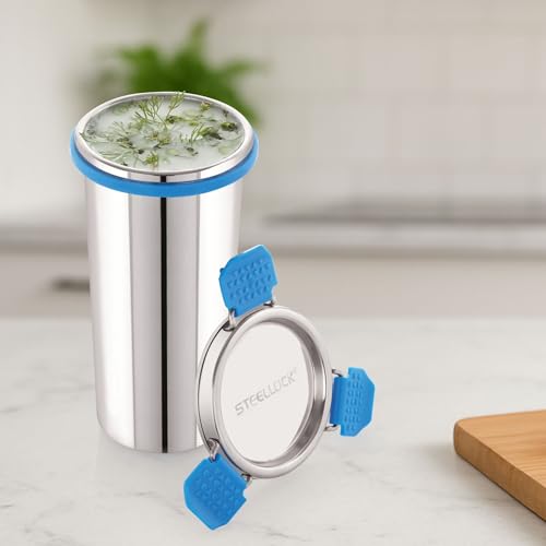 STEELLOCK Stainless Steel Tumbler/Glass, Leak-Proof with All-Steel Clip Lock Lid, Extra Clamp, Silicone Ring Seal, Zero Plastic Contact, Ideal for Office, Gym, Travel (450ml) - Image 2