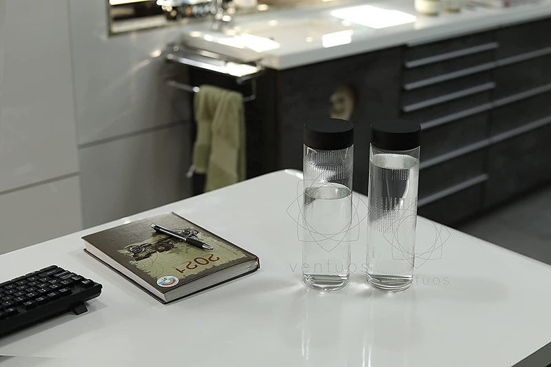 DCloud Hub DCloud Hub Glass Water Bottles Set Wide Mouth Glass Bottles with Reusable Black Plastic Lids for Juicing Smoothies Beverage Storage Air Lid Leak Proof Reusable 1000ml Set of 2  - Image 4