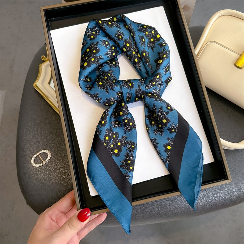 Spring and Summer Cartoon Cute Silk Scarf Small Square Silk 70cm Scarf Women's Korean Style Cat Hair Belt Decorative Headscarf  - Image 2