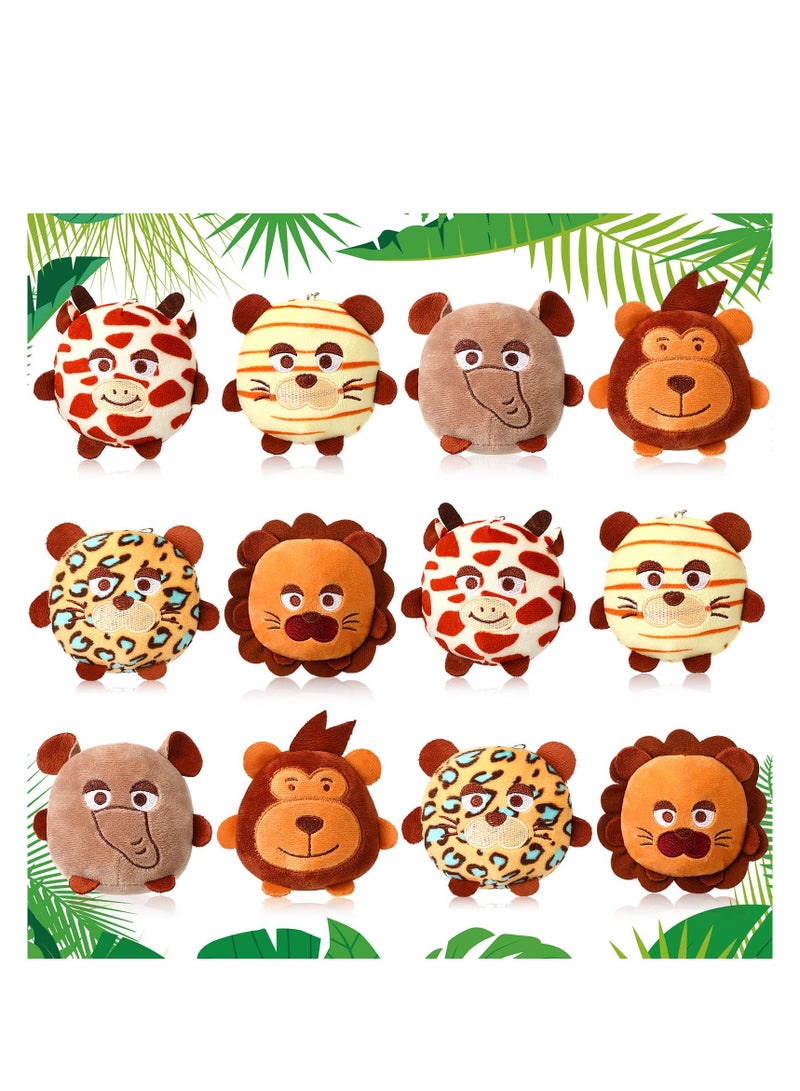 SYOSI 12 Pcs Mini Safari Stuffed Animal 4.7 Inch Jungle Wild Animals Plush with Keychain for Animal Themed Parties Teacher Studet Award - Image 1