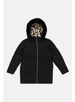 Kids Girl Quilted Puffer Jacket, Black