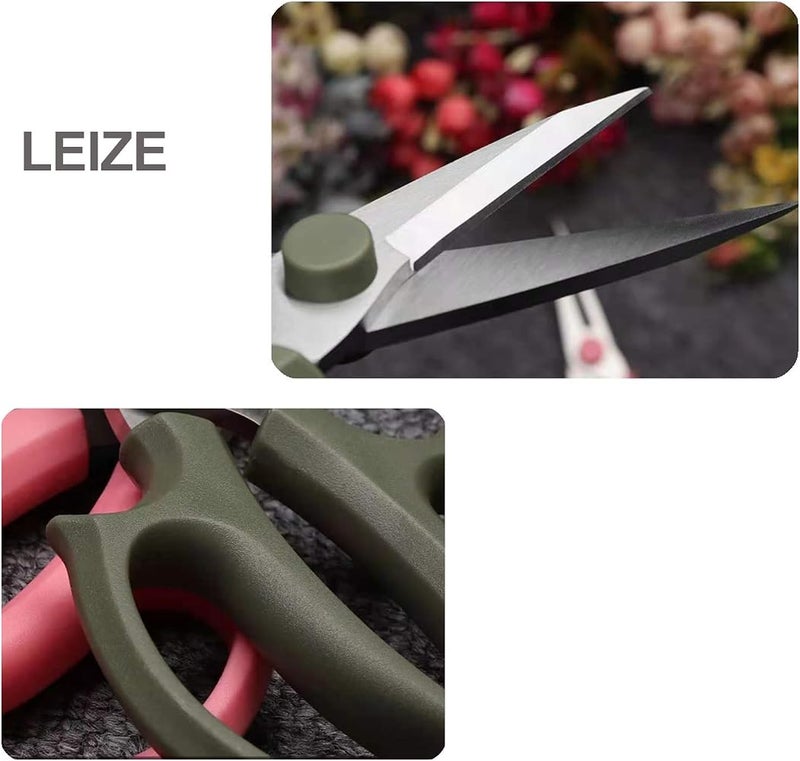 Leize Garden Flower Scissors, Premium Thickened Stainless Steel Floral Shears, Strong Pruner for Flowers, Branches and Leaves - Image 2