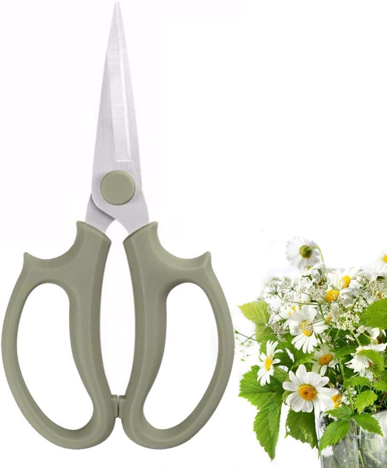 Leize Garden Flower Scissors, Premium Thickened Stainless Steel Floral Shears, Strong Pruner for Flowers, Branches and Leaves - Image 1