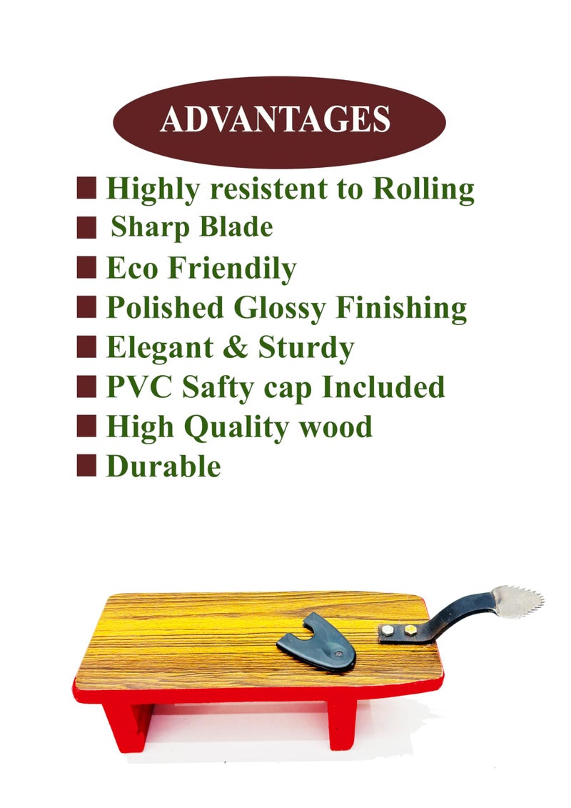 MEXZA™ Wooden Traditional Stool Type Coconut Scraper Chirava Grater Thengai Thuruvi - Image 3