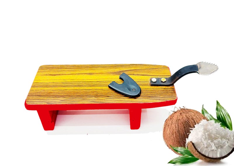 MEXZA™ Wooden Traditional Stool Type Coconut Scraper Chirava Grater Thengai Thuruvi - Image 1