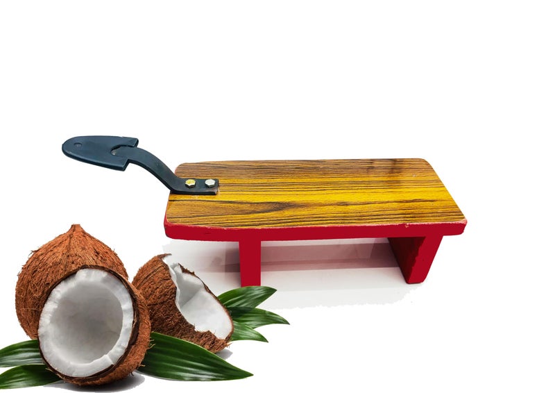 MEXZA™ Wooden Traditional Stool Type Coconut Scraper Chirava Grater Thengai Thuruvi - Image 5