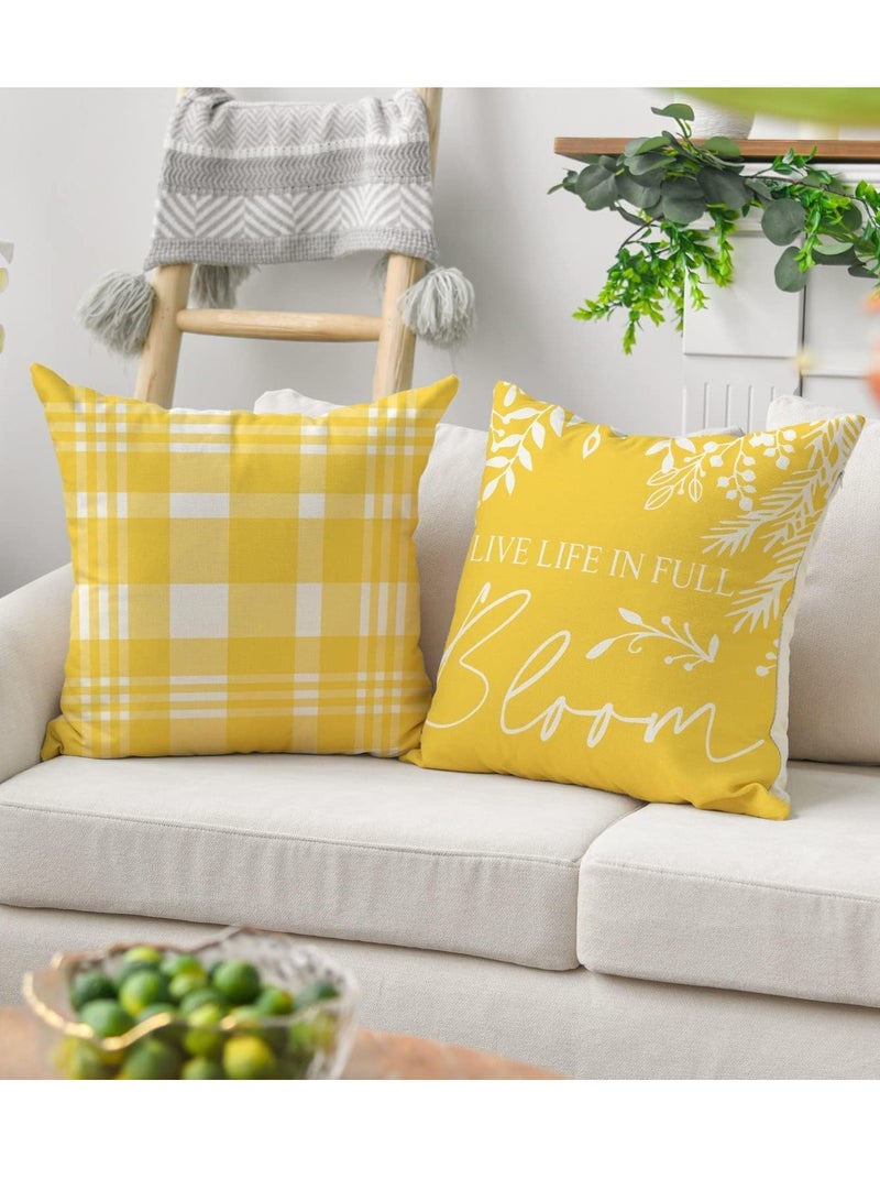 SYOSI Throw Pillow Cover Modern Sofa Decorative Pillow Covers Hello Sunshine Throw Pillow Covers 18x18 Set of 4 Live Life in Full Bloom Daisy Summer for Couch Bed Car Home Sofa Decoration - Image 3