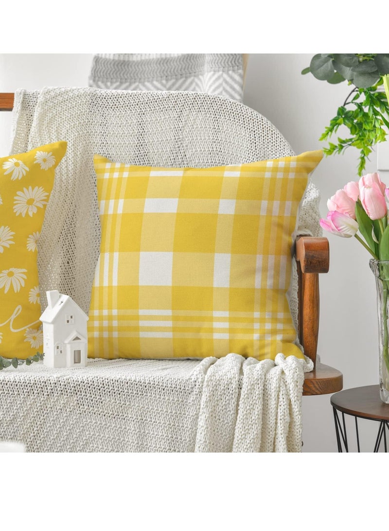 SYOSI Throw Pillow Cover Modern Sofa Decorative Pillow Covers Hello Sunshine Throw Pillow Covers 18x18 Set of 4 Live Life in Full Bloom Daisy Summer for Couch Bed Car Home Sofa Decoration - Image 5