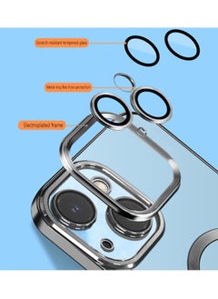 COBLUE Luxury Clear Plating Soft Case Cover With MagSafe Wireless Charging Function For Apple iPhone 15 Plus Black  - Image 2