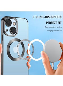 COBLUE Luxury Clear Plating Soft Case Cover With MagSafe Wireless Charging Function For Apple iPhone 15 Plus Black  - Image 4