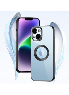 COBLUE Luxury Clear Plating Soft Case Cover With MagSafe Wireless Charging Function For Apple iPhone 15 Plus Black  - Image 1