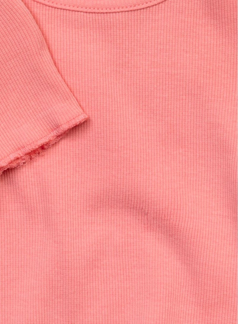 MINOTI Girls Ribbed Short Sleeve T-Shirt  - Image 3