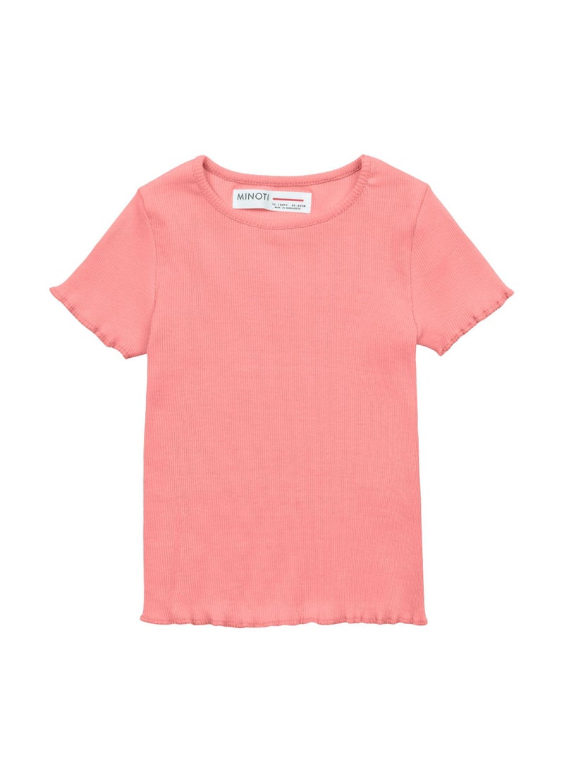 MINOTI Girls Ribbed Short Sleeve T-Shirt  - Image 1