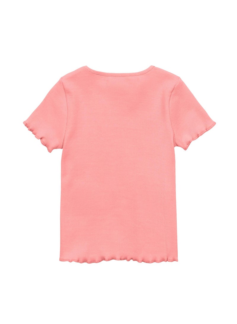 MINOTI Girls Ribbed Short Sleeve T-Shirt  - Image 2