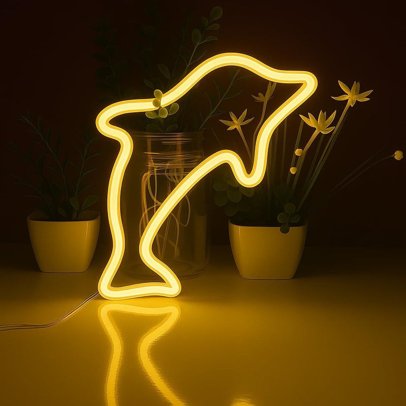 Horoof Home Yellow Dolphin Neon Light - Image 2