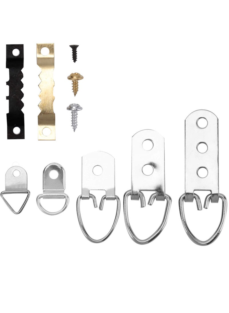 415 PCS Picture Hanging Tool Kit, with Heavy Duty Sawtooth Hangers, 5 Sizes of D-rings, Screws,Used for Hanging Photo Frame, Pictures, Clock, Mirror, Paintings Frame, Home Decoration Artwork etc. - Image 2