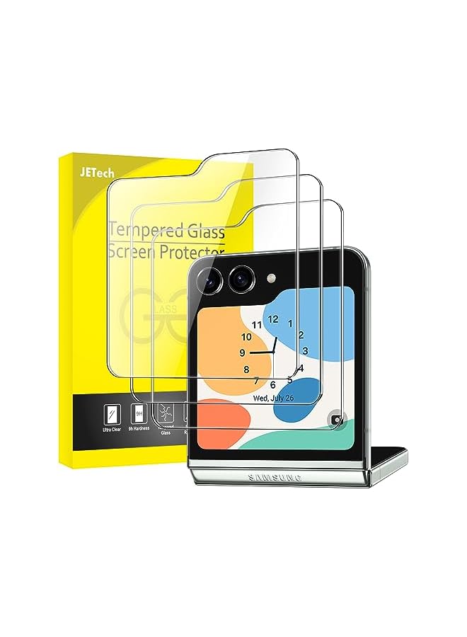 Jetech Front Screen Protector for Samsung Galaxy Z Flip 5, 9H Tempered Glass Film, Anti-Scratch, HD Clear, 3-Pack - Image 1