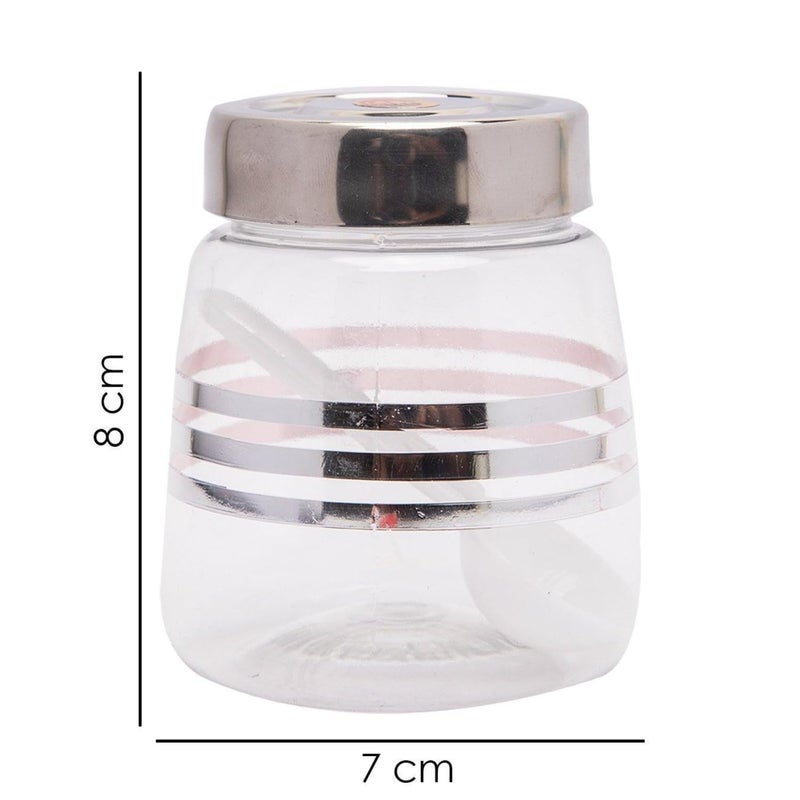 MARKET 99 Market99 Transparent Silver Plastic Jar with Lid Set of 6 200 ml Containers for Storage of Food Pulses Spice Cereals Cookies and Dry Food MultiUtility Organizing Items  - Image 4
