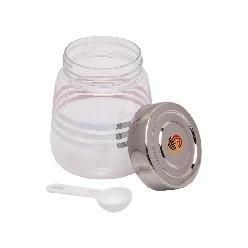 MARKET 99 Market99 Transparent Silver Plastic Jar with Lid Set of 6 200 ml Containers for Storage of Food Pulses Spice Cereals Cookies and Dry Food MultiUtility Organizing Items  - Image 5