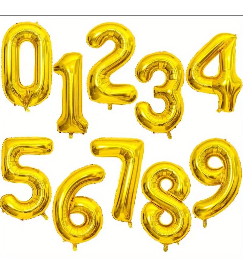 Large Golden Number 4 Foil Balloon for Birthday Party Decoration - Image 1