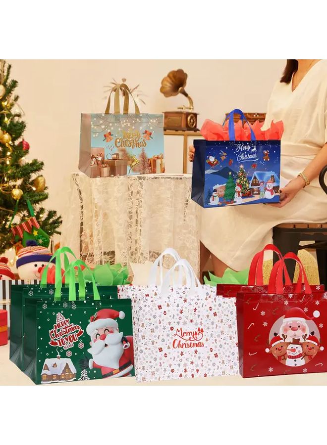 8 Pieces Christmas Gift Bags With Handles Matte Large Tote Bags Durable Non Woven Fabric Reusable Party Supplies For Holiday Xmas Gifts New Year - Image 5