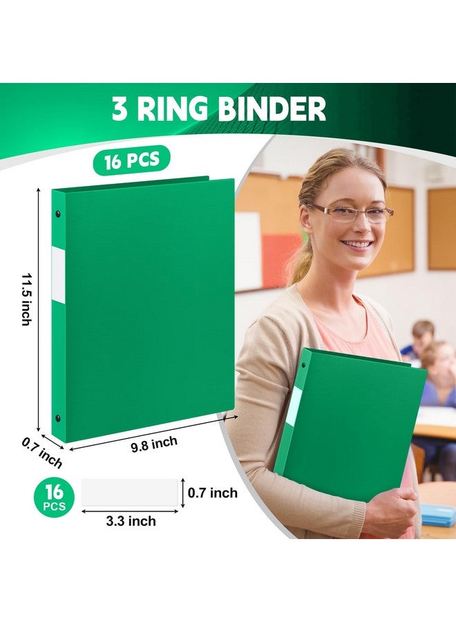 Henoyso 16 Pcs 1/2 Inch Green 3 Ring Plastic Binder Flexible 3 Ring Binders Hold Up To 8.5" 11" Paper Loose Leaf Hardcover Binder For School Office Home Back To School Supply  - Image 2