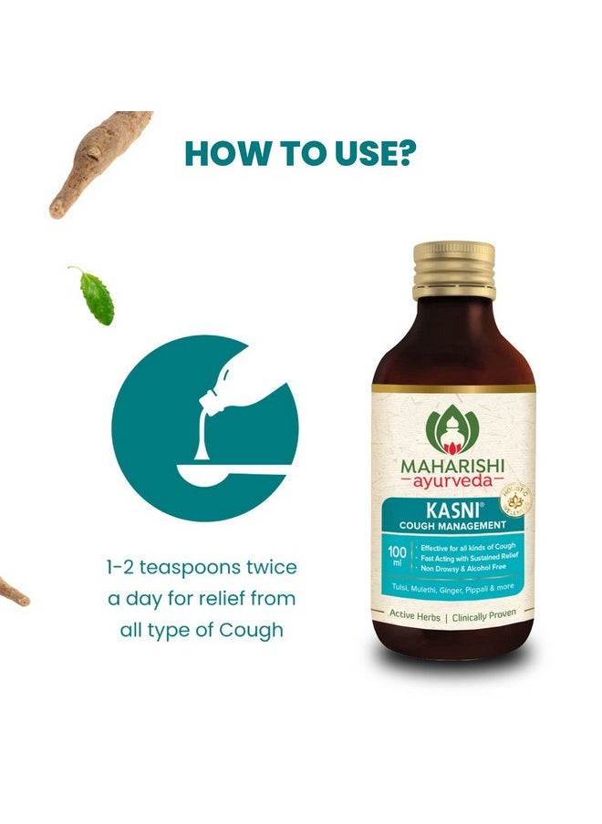 Maharishi Ayurveda - Kasni Cough Syrup With Kanth Sudha | Ayurvedic Cough Syrup | For All Types Of Cough & Chronic Cough | Non-Drowsy | Non- Habit Forming| Non-Alcoholic (100 Ml (Pack Of 1)) - Image 1