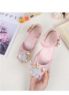 Best Gift Fashion Girls Princess Leather Shoes for Kids Sandals Crystal Glitter Children High Heel Diamond Student Banquet Dance Show Shoes  - Image 3