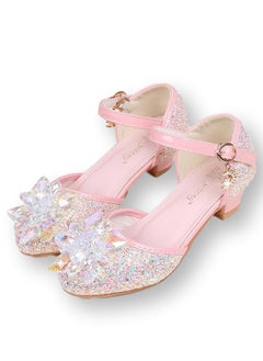 Best Gift Fashion Girls Princess Leather Shoes for Kids Sandals Crystal Glitter Children High Heel Diamond Student Banquet Dance Show Shoes  - Image 1