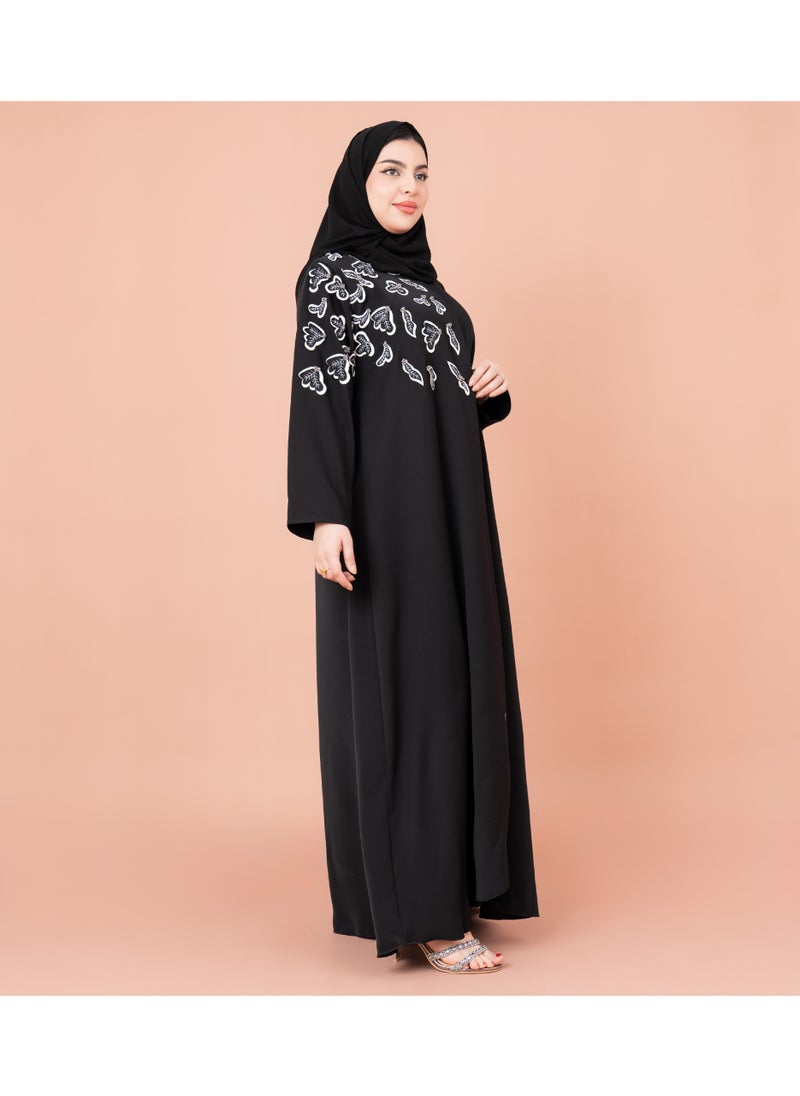 IKKXA - Plain Abaya Shoulder Details - Image 1