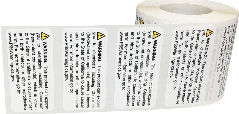 InStockLabels.com California Proposition 65 Exposure to Chromium Warning Labels 1 x 2 inch 500 Adhesive Stickers - Image 2