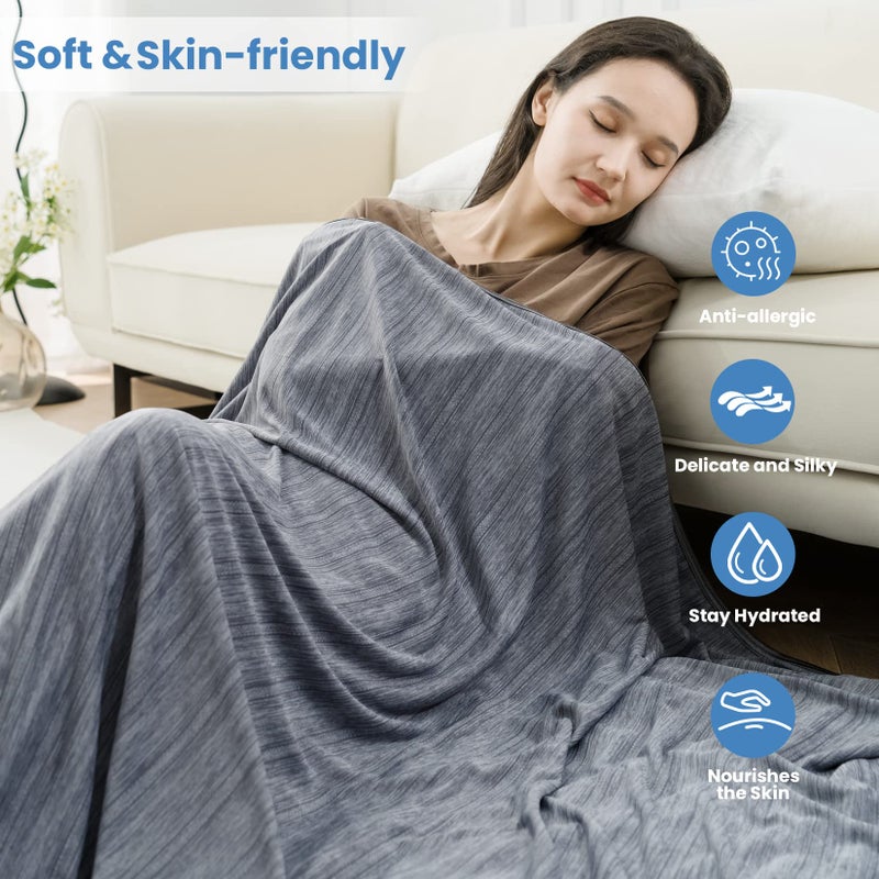 OIGAE Cooling Blanket for Hot Sleepers - Soft & Lightweight Summer Cold Blanket for Night Sweats | Perfect for Bed, Couch, Sofa (Grey, Throw 50" x 70") - Image 5
